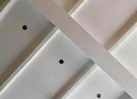 Ceiling re-set with smooth plaster finish in Mooroobool